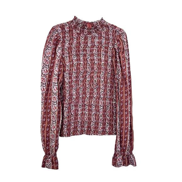 Marie Oliver Glennon Mock Neck Long Sleeve Top in Sedona Stripe Size Medium - Picture 3 of 13